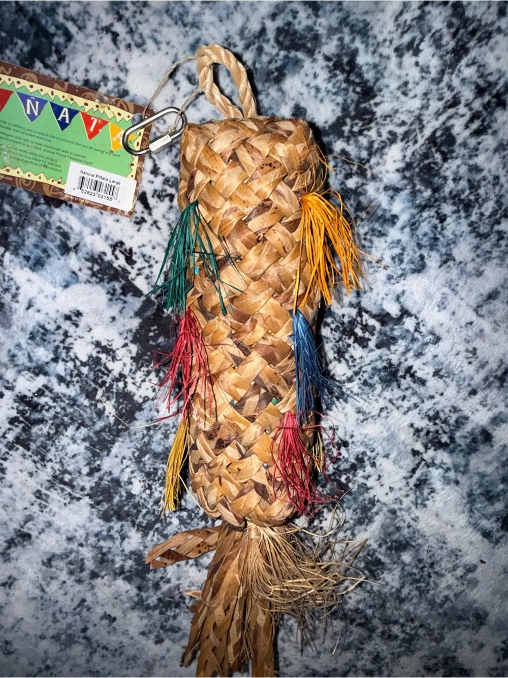 Natural Parrot Piñata Bird Toy Large Woven Chew Toy Colorful Tassels